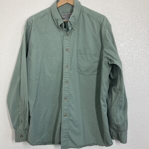 Eddie Bauer Shirt Mens Large Green Button Down 100% Cotton Long Sleeve Classic